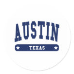 Austin Texas College Style t shirts Round Stickers