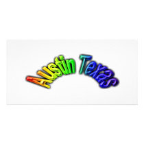 Austin Texas Popular Rainbow Design Customized Photo Card