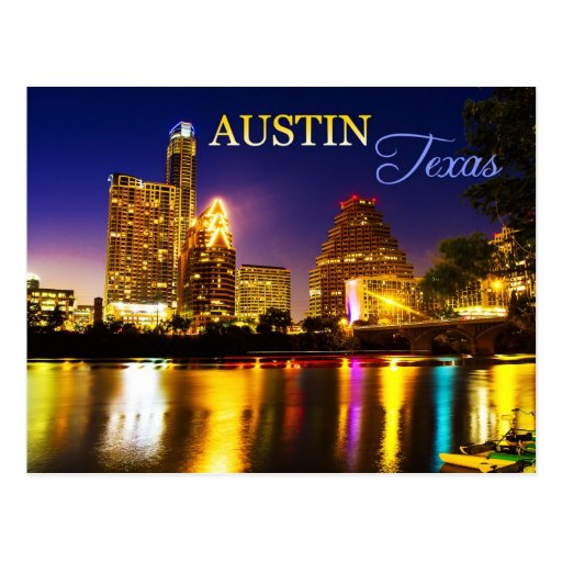 Austin, Texas Skyline at Night Postcard | Zazzle