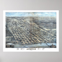 Austin, TX Panoramic Map DIGITALLY REMASTERED Print