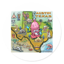Austin TX Round Stickers