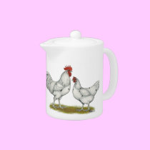 Austra White Chickens teapots