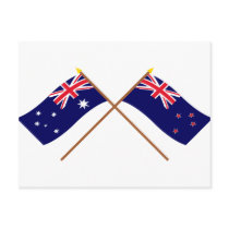 Australia and New Zealand Crossed Flags Postcard