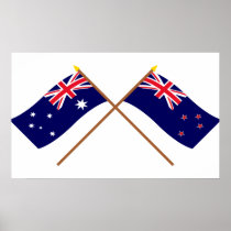 Australia and New Zealand Crossed Flags Posters