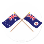 Australia and Tasmania Crossed Flags Round Sticker