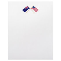 Australia and United States Crossed Flags Letterhead Template