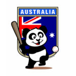 This cute little panda bear loves to play for the Australian baseball team! Panda holds a baseball bat and is ready to hit the ball! Great for Australian baseball players and fans!