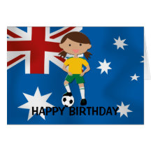 Australia Birthday Soccer Girl 4 Cards