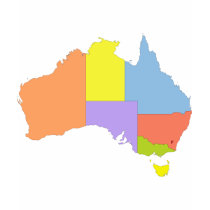 Australia Color Map, Australia t-shirts by bestflag Australia Color Map, Australia t-shirts