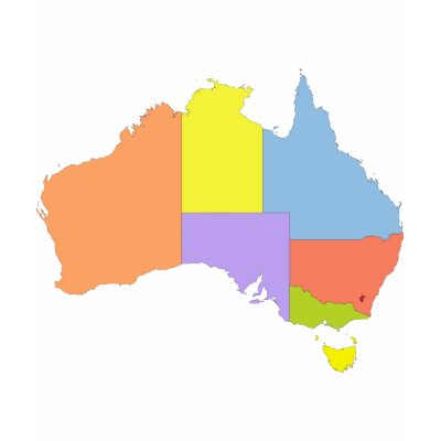 Australia Color Map, Australia Tshirts by bestflag