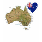 Australia Flag Heart Map Fitted AA T-Shirt