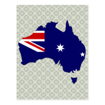 Australia Flag Map full size Post Cards