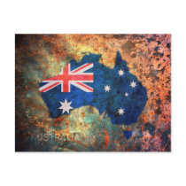Australia Flag Map Postcard