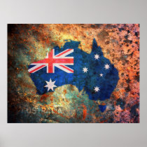 Australia Flag Map Posters
