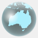 Australia Glass Globe Round Stickers