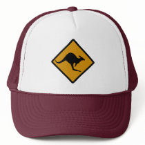 Australia Kangaroo Crossing Sign Trucker Hat