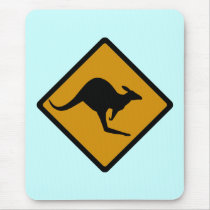 Australia Kangaroo Crossing Sign Mouse Pads