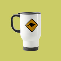 Australia Kangaroo Crossing Sign mugs
