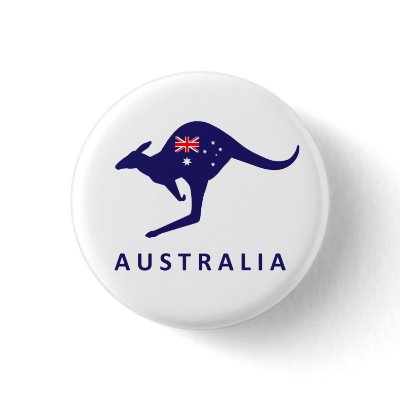 AUSTRALIA KANGAROO FLAG PINBACK BUTTON by airpost