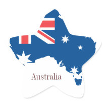 australia map and flag - sticker