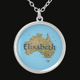 Australia Map + Name Necklace