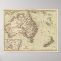 Australia, New Zealand Poster