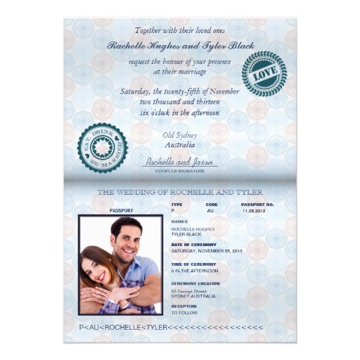 Australia Passport (rendered) Wedding Invitation