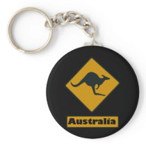 Australia Road Sign - Kangaroo Crossing Keychains
