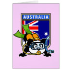 This cute panda loves to go scuba diving in Australia! The Great Barrier Reef has such beautiful coral reefs and marine life! Panda wears double tanks, a scuba mask & reg, and green fins. What a cutie! A great gift for any scuba diver who loves to go to Australia.