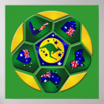 Australia Soccer Ball Panels Australia flag gear posters