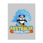 This darling panda bear is too cute! He loves to go surfing on huge waves in Australia. What a cute design for anyone who loves surfing in Australia as much as panda does.