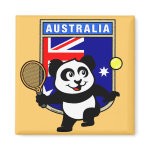 This adorable little panda loves to get out on the court and hits some balls. Panda plays in front of a large flag of Australia. This is a great design for anyone who loves to play tennis, watch tennis or just loves cute pandas.