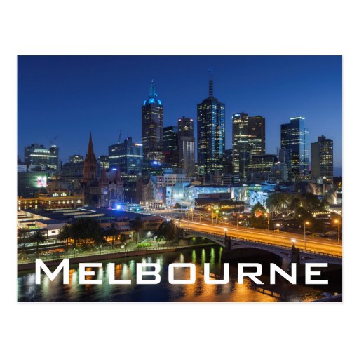 Australia, Victoria, Melbourne, skyline with Postcard Zazzle