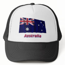 Australia Waving Flag with Name hats by Vexillophile Australia Waving Flag with Name hats