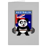 This cute bodybuilding panda loves weightlifting. He stands in front of a large flag of Australia. Look how easy he lifts that heavy barbell loaded with weight plates. This design is too cute. Great gifts here for anyone from Australia who loves weightlifting.