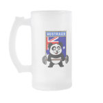This cute bodybuilding panda loves weightlifting. He stands in front of a large flag of Australia. Look how easy he lifts that heavy barbell loaded with weight plates. This design is too cute. Great gifts here for anyone from Australia who loves weightlifting.