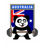 This cute bodybuilding panda loves weightlifting. He stands in front of a large flag of Australia. Look how easy he lifts that heavy barbell loaded with weight plates. This design is too cute. Great gifts here for anyone from Australia who loves weightlifting.