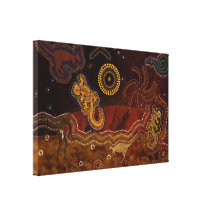 Australian Aboriginal Desert Heat & Wildlife Stretched Canvas Print
