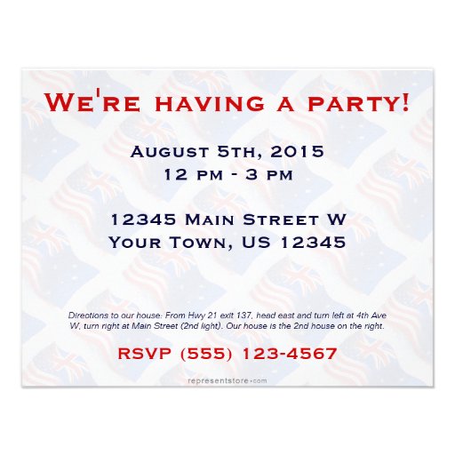 Australian-American Waving Flag Invite