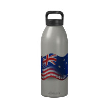 Australian-American Waving Flag Water Bottle