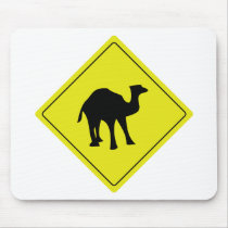 australian camel roadsign yellow mouse pad