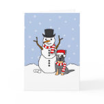 Australian Cattle Dog and Snowman Card