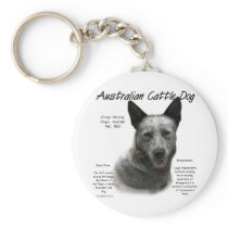 Australian Cattle Dog (blue) History Design Keychain