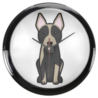 Australian Cattle Dog Cartoon Fish Tank Clocks