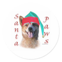 Australian Cattle Dog Dog Santa Paws Round Sticker