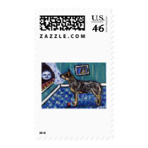 Australian Cattle dog sees smiling moon Postage Stamp