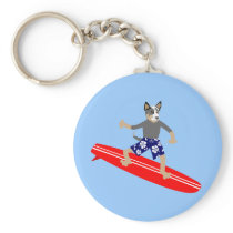 Australian Cattle Dog Surfer Key Chains