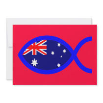 Australian Christian Fish Symbol Flag Custom Invitation