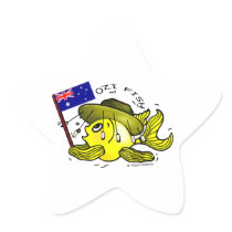 Australian Flag Fish funny OZI fish Star Stickers