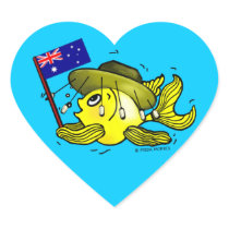 Australian Flag Fish funny OZI fish Heart Sticker